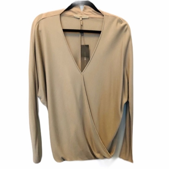 Halston Heritage Draped Blouse Top Size S  New with Tags  Beige Sand Nude - Picture 5 of 11
